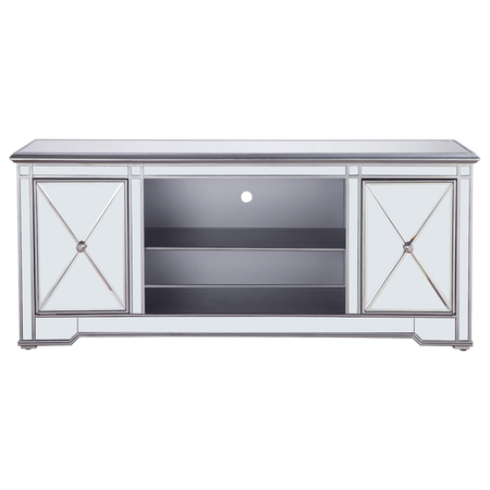 ELEGANT DECOR 60 In. Mirrored Tv Stand In Antique Silver MF601S